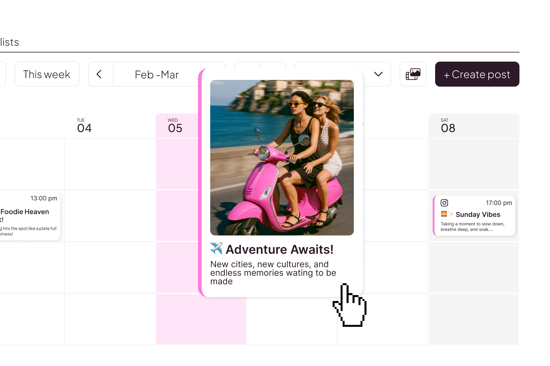 Le planificateur : glisser-déposer dans le calendrier